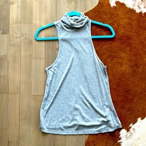 Grey Free People Razor back turtleneck tank. XS